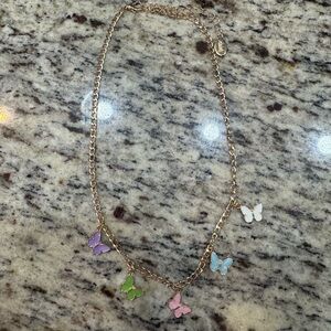 Claire's Gold Necklace with Colorful Butterfly Charms